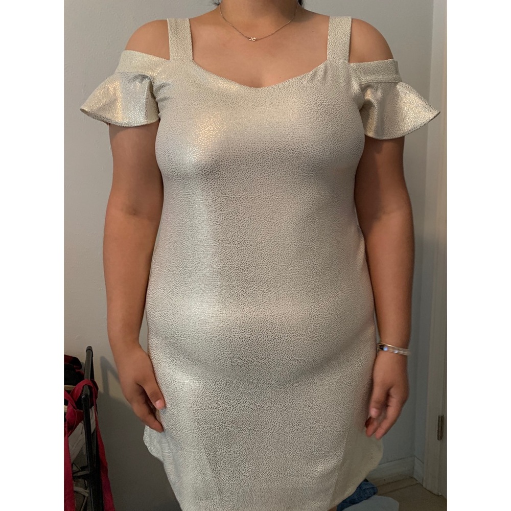 white and gold dress